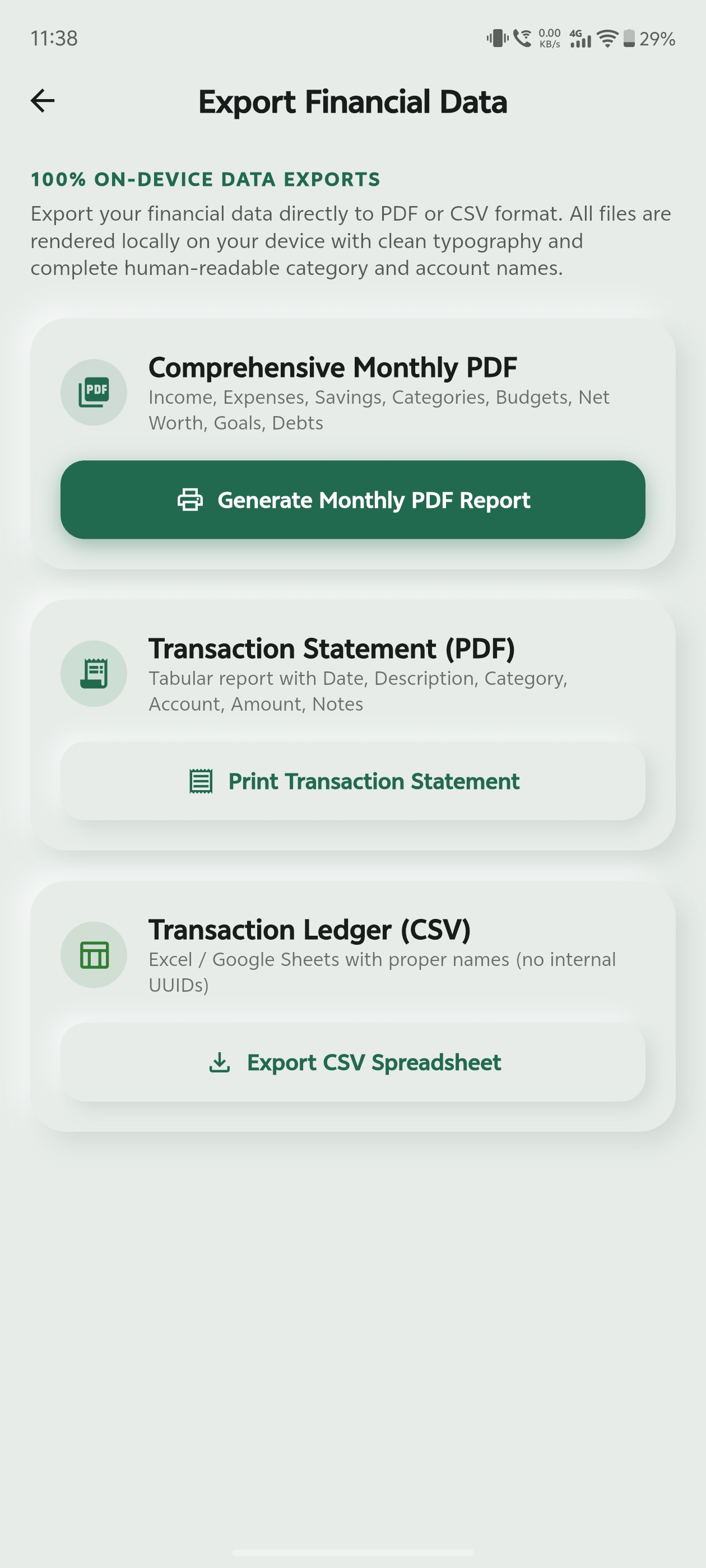 Money Planner - Export to PDF & Excel (CSV)
